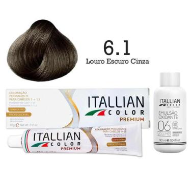 Imagem de Coloração 6.1 Louro Escuro Cinza + Oxi 06 Volumes 90ml  Itallian Color