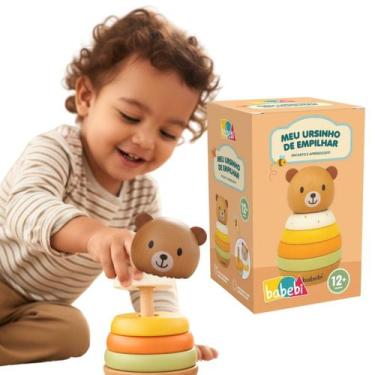 Imagem de Meu Ursinho de Empilhar Brinquedo Educativo Montessori Infantil - Babe