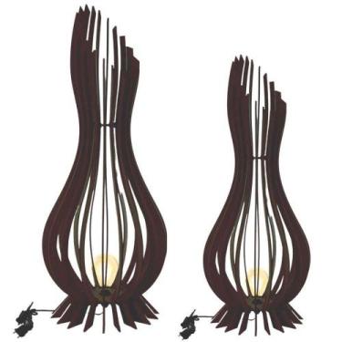 Imagem de Kit Com 2 Luminária De Chão Ana Maria Mdf Preto - 90x28cm E 75x23cm - 