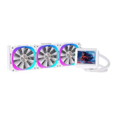 Imagem de Water Cooler Gamer Round5 Notus 360 ARGB Com Display Branco