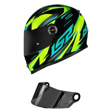 Imagem de Capacete LS2 FF358 Draze Preto e Verde Mais Viseira Fumê, 60