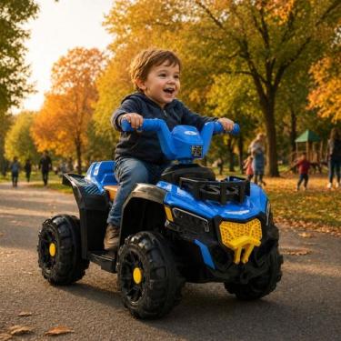 Imagem de MIni Quadriciclo Elétrico Infantil 6V Adventure Azul Com Led e Som Uni