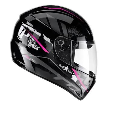 Imagem de Capacete Moto Feminino Fly F-9 City Preto Brilhante e Rosa Tamanho:58,