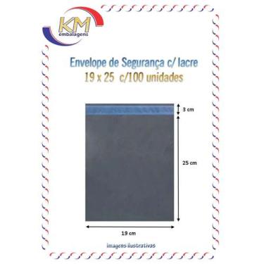 Imagem de Envelope de segurança cinza 19x25 c/100 unid. - saco lacre, embalagem 