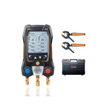 Imagem de Manifold Digital 550s Kit Smart com Bluetooth 2 Termômetros de Pinça 115i Maleta Preto Testo
