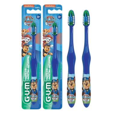 Imagem de Kit Escova de Dente Infantil Gum Patrulha Canina Cerdas Macias Azul com 2 Unidades