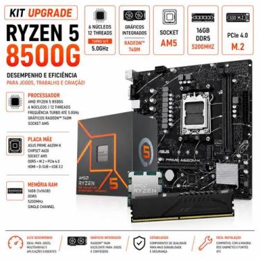 Imagem de Kit Upgrade Amd AM5 Ryzen 5 8500g, Placa Mãe A620m, Memoria Ddr5 16gb 