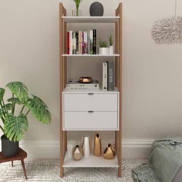 Imagem de Estante de Livros 65CMX184,7cm 2 Gavetas Centro Haia Yescasa Branco/Am