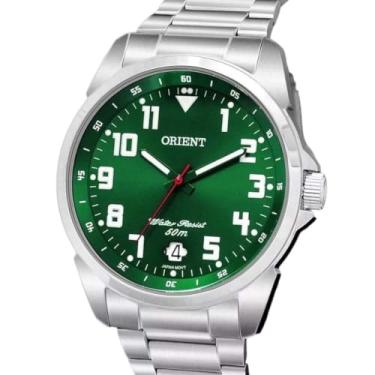 Imagem de Relógio Masculino Orient Aço Inoxidável Prata Mostrador Verde Analógico Resistente a Água Original MBSS1154 E2SX