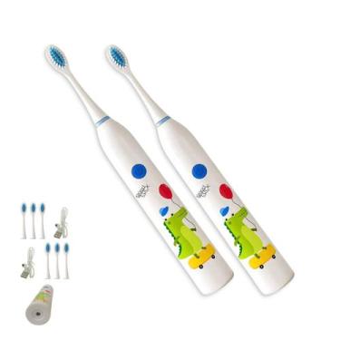 Imagem de Escova Dental Eletrica Kit 2 Uni Recarregavel 6 Modos Lingua Gengiva P