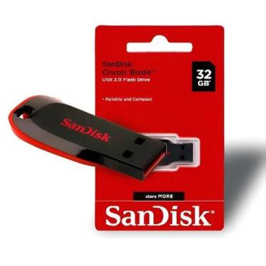 Imagem de Pendrive Sandisk Cruzer Blade 32gb PRETO COM VERMELHO