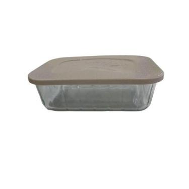 Imagem de Pote de Vidro Retangular com Tampa 1L Cinza - Vitazza