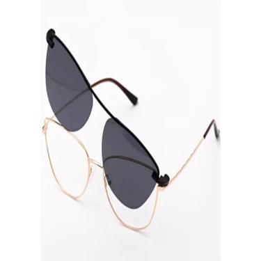 Imagem de Armação Óculos Grau Clipon Sol Feminino Gatinho Flórida 2 em 1-Feminino