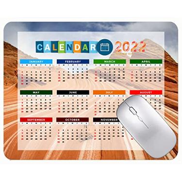 Imagem de Mouse pad para jogos com calendário 2022 Coyote Buttes Canyon Cliffs Mouse pad de borracha