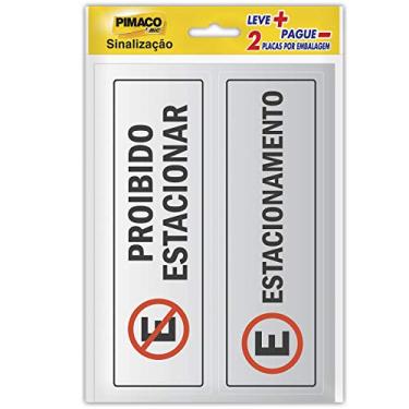 Imagem de Placa Adesiva para Sinalização Pimaco BIC, Proibido Estacionar e Estacionamento, 6,5x20cm, 891727, 2 unidades