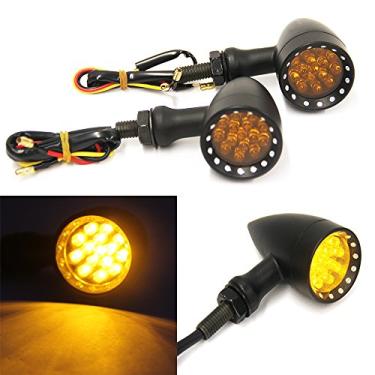 Imagem de 2 lâmpadas LED âmbar CNC para motocicleta lâmpada de seta de seta de seta de LED indicador dianteiro traseiro para Harley Honda Ymaha Suzuki Kawasaki