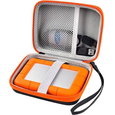 Imagem de Capa compatível com disco rígido externo LaCie Rugged Mini 1TB/2TB/4TB/5TB, suporte de armazenamento para discos rígidos para computadores Mac e PC e cartões SD com cabo USB 3.0 2.0 (laranja)