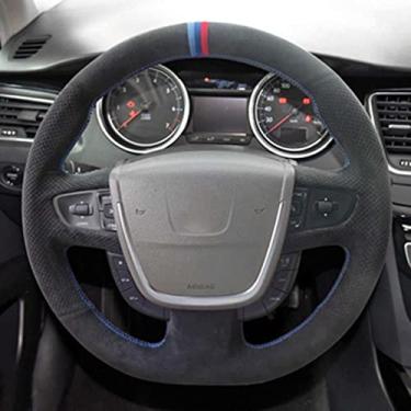 Imagem de JEZOE Capa de volante de carro personalizada costurada à mão de couro, para Peugeot 508 2011-2008 508 SW 2011-2018 Acessórios do carro