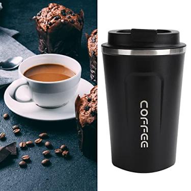 Imagem de Xícara de café, copo isolado portátil para carro textura fosca à prova de derramamento para viagem para carro (preto)