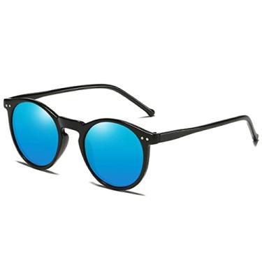 Imagem de Óculos de sol na moda Óculos de sol polarizados homens mulheres designer retro redondo óculos de sol vintage masculino feminino óculos uv400 óculos gafas de sol, C3 preto, azul, como imagem