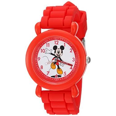 Imagem de DISNEY Relógio infantil Mickey Mouse de plástico Time Teacher, analógico, quartzo, pulseira de silicone, Vermelho, Clássico