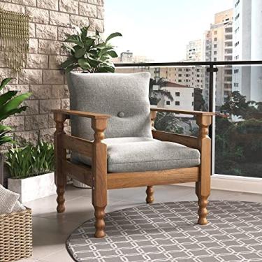 Imagem de Poltrona Madeira Maciça Liz Multimóveis Cr7003.t63 Imbuia/cinza