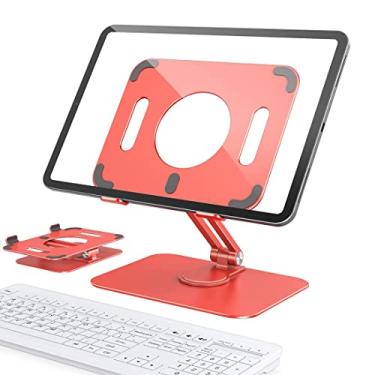 Imagem de Iruihoo Suporte de para tablet ajustável, iPad suportes de telefone celular, dobrável liga de alumínio suportes e suportes para mesa compatível 4-13" tablets Vermelho-Laranja