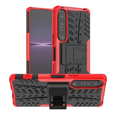 Imagem de HONGYAN Capa de telefone Para Sony Xperia 1 IV Textura TPU + Caixa de telefone PC com suporte Capa protetora