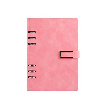 Imagem de Fivela Magnética Capa Dura A5 Caderno de Couro Bloco de Notas Pasta de Anel Planejador Agenda Livro de Notas de Negócios Artigos de papelaria, U,k, rosa, A5