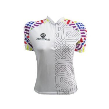 Imagem de Camisa Ciclismo Advanced Feminina Mosaico - Branco - Ativobike