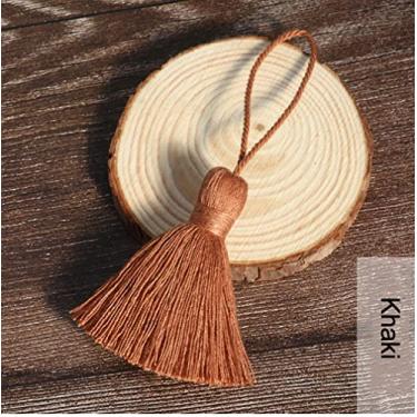 Imagem de 2/5 peças borla marcadores pingente encantos artesanato borlas de algodão puro escova para jóias DIY acessórios embelezar cortina, cáqui, 5 peças