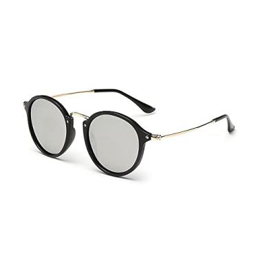 Imagem de Óculos de sol polarizados redondos fashion retrô masculino feminino designer revestimento óculos de sol espelhados gafas de sol uv400,3, tamanho único