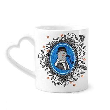 Imagem de Chapéu de pombo flor folha ilustração de desenho animado caneca café cerâmica copo de coração de vidro