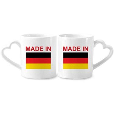 Imagem de Feito na Alemanha Country Love Conjunto de canecas de porcelana para casais, copo de cerâmica com alça de coração