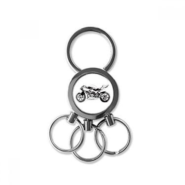 Imagem de Chaveiro de metal de aço inoxidável com ilustração de motocicleta preta chaveiro de carro chaveiro clipe presente, Multicor