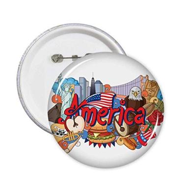 Imagem de Eagle Liberty Burger America Graffiti Pins Emblema Emblema Acessório Decoração 5 peças