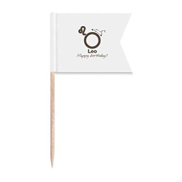 Imagem de Constelação Destino Aniversário Celebração Leo Bandeiras de palito de dente Marcação para Festa Bolo Comida Prato de Queijo