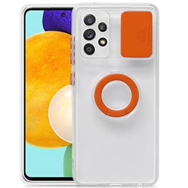 Imagem de Capa deslizante de capa de câmera transparente para Samsung Galaxy A32 5G A12 A52 A72 A 12 72 S21 Proteção de lente de silicone ultra à prova de choque, laranja, para A52 (4G 5G)