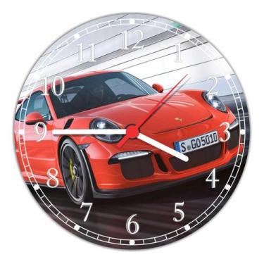 Imagem de Relógio De Parede Carros Porsche Vermelho Decoração Quartz - Vital Qua