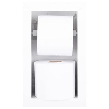 Imagem de Nicho Porta Papel Higiênico Para Banheiro Organizador Porcelanato Polido (Carrara Gioia Duplo)