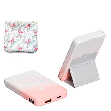 Imagem de Carregador portátil sem fio, dobrável 10000mAh Power Bank 15W de carregamento rápido sem fio tipo C Display LED de Battery Pack para iPhone 14/13/12/Mini/Pro/Pro Max,Com saco de armazenamento personalizado