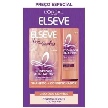 Imagem de Kit Elseve Liso dos Sonhos Shampoo com 375ml + Condicionador com 170ml 1 Unidade