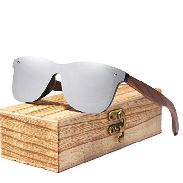 Imagem de Óculos de Sol Masculino Kingseven Hastes de Madeira com Proteção Lentes Polarizados UV400 W5504F (C2)