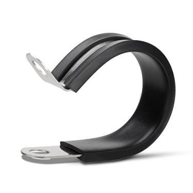 Imagem de LOKMAN Pacote com 12 braçadeiras de cabo de aço inoxidável de 5 cm, braçadeira isolada acolchoada de borracha, clipes de alça de suporte de fio de conduíte para tubo, tubo, instalação de cabo (5 cm)