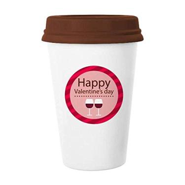 Imagem de Caneca rosa Happy Valentine's Day Copos Caneca café copo cerâmica copo copo tampa