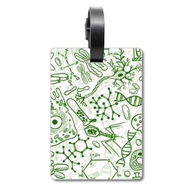Imagem de Bolsa de viagem biológica com estrutura de células de microscópio verde, etiqueta de bagagem, etiqueta para pendurar