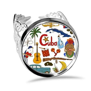 Imagem de DIYthinker Anel de noivado ajustável com bandeira nacional Cuba Landscap Animals