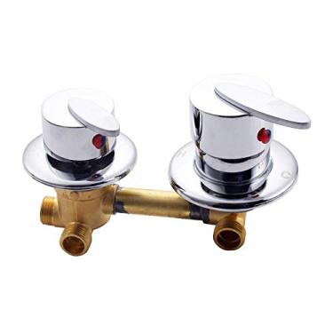 Imagem de Interruptores de chuveiro de 3/4/5 vias, controle de torneiras de sala de latão, acessórios para cabine de mistura, válvula de mistura, painel de entrada de torneira de desviador de água quente e fria, peça de reparo de conversão, cartucho de cerâmica, suporte duplo