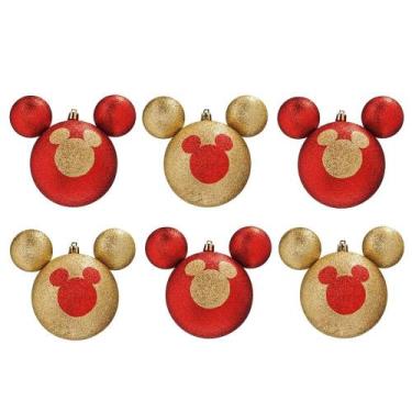 Imagem de Enfeite De Natal Bolas Silhueta Mickey Dourada - Disney