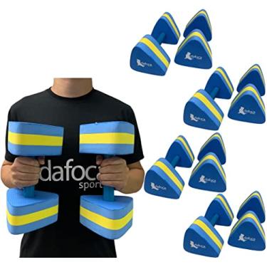 Imagem de Kit 4 Pares de Halteres Hidroginástica Grande em EVA DF1093-A G 3 a 4kg Azul/Amarelo